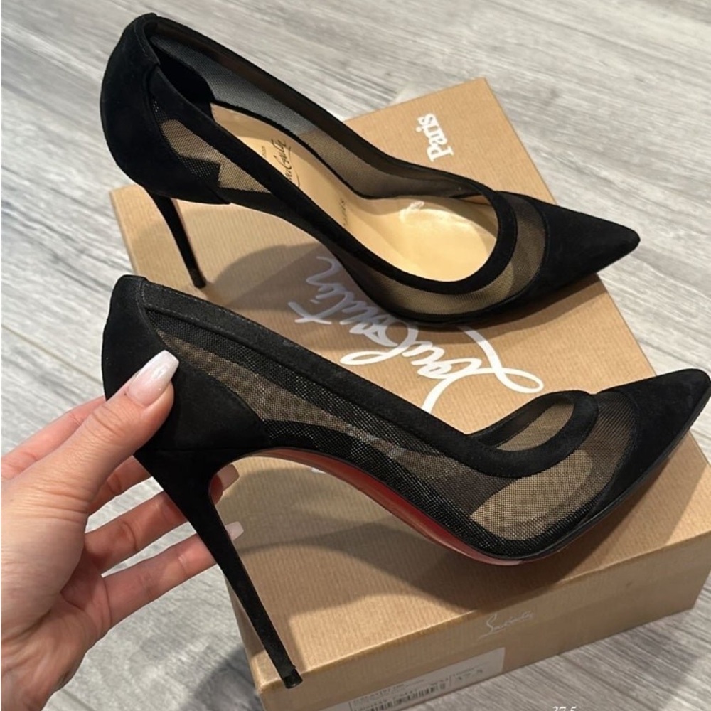 Christian Louboutin black suede Galativi heels